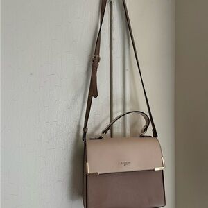 Dune London Two-Tone Leather Top-Handle Crossbody Bag - Cream/Beige